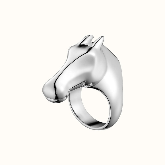 HERMES GALOP Horse Head Ring LARGE Model Sterling Silver US 6-6.25 (Hermes 52) - Picture 2 of 6